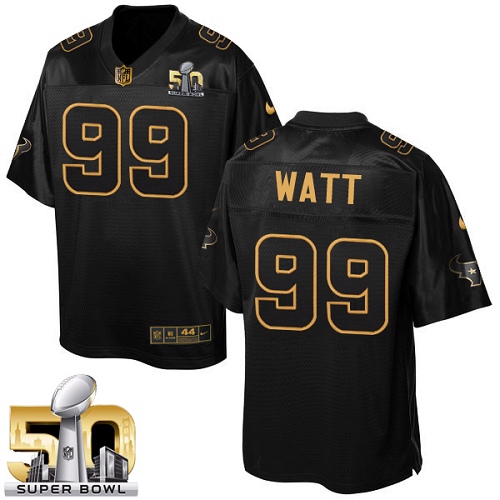 Men's Elite J.J. Watt Nike Jersey Black - #99 Pro Line Gold Collection NFL Houston Texans